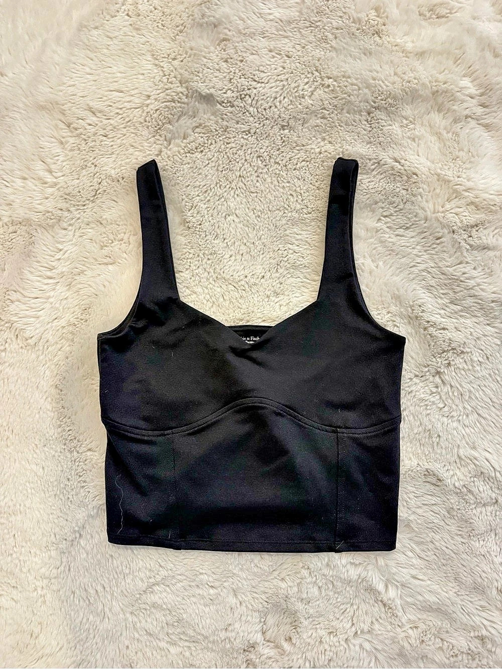 Abercrombie & Fitch Soft A&F Collection Corset Style Cropped Tank Black Crop Top